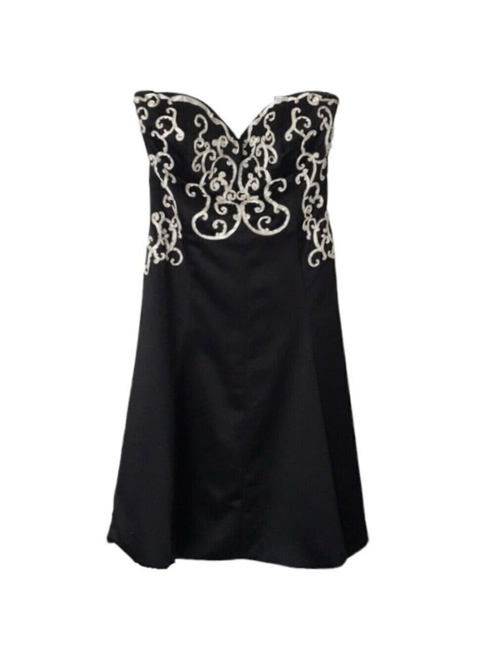 White House Black Market Black Strapless Dress Ribbon Detail Women's Size 0 - Picture 1 of 10